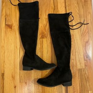 BLACK SUEDE THIGH HIGH BOOTS